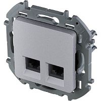 Розетка компьютерная без рамки Legrand Inspiria 2-м. RJ45+RJ45 6e алюминий картинка